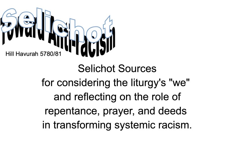 Toward Anti-Racism — Selichot&nbsp;Sources